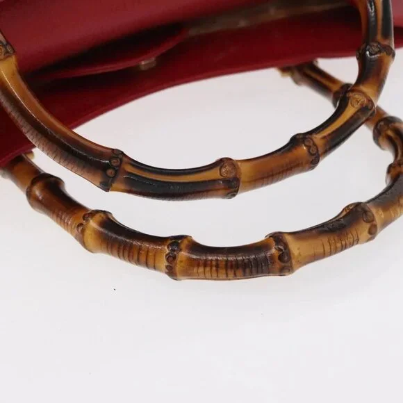 GUCCI Bamboo Hand Bag Leather Red Gold 002 0260 2615 Auth ep12137 - Picture 8 of 16